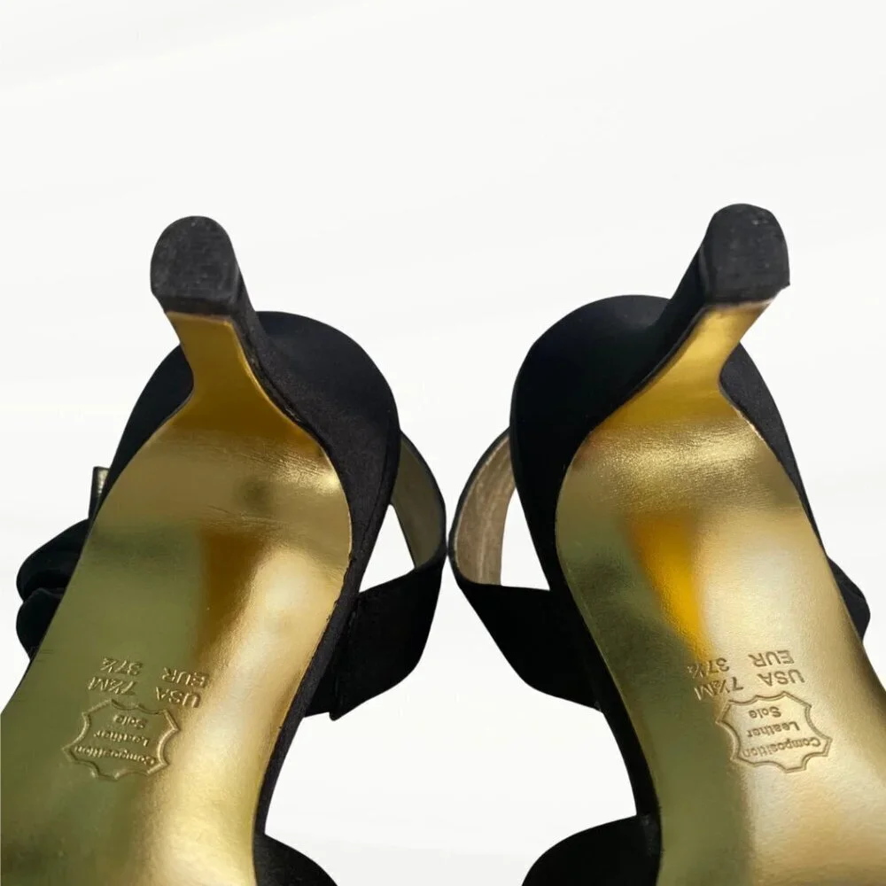 Nina Vitoria Black Luster Sandal, 3.5" Heels, Size 7.5 M US, 37.5 EU - Picture 10 of 11